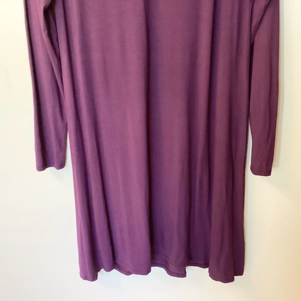 Peruvian Connection Long Sleeve V-Neck Stretch Jersey Dress - Purple - L - Picture 4 of 7